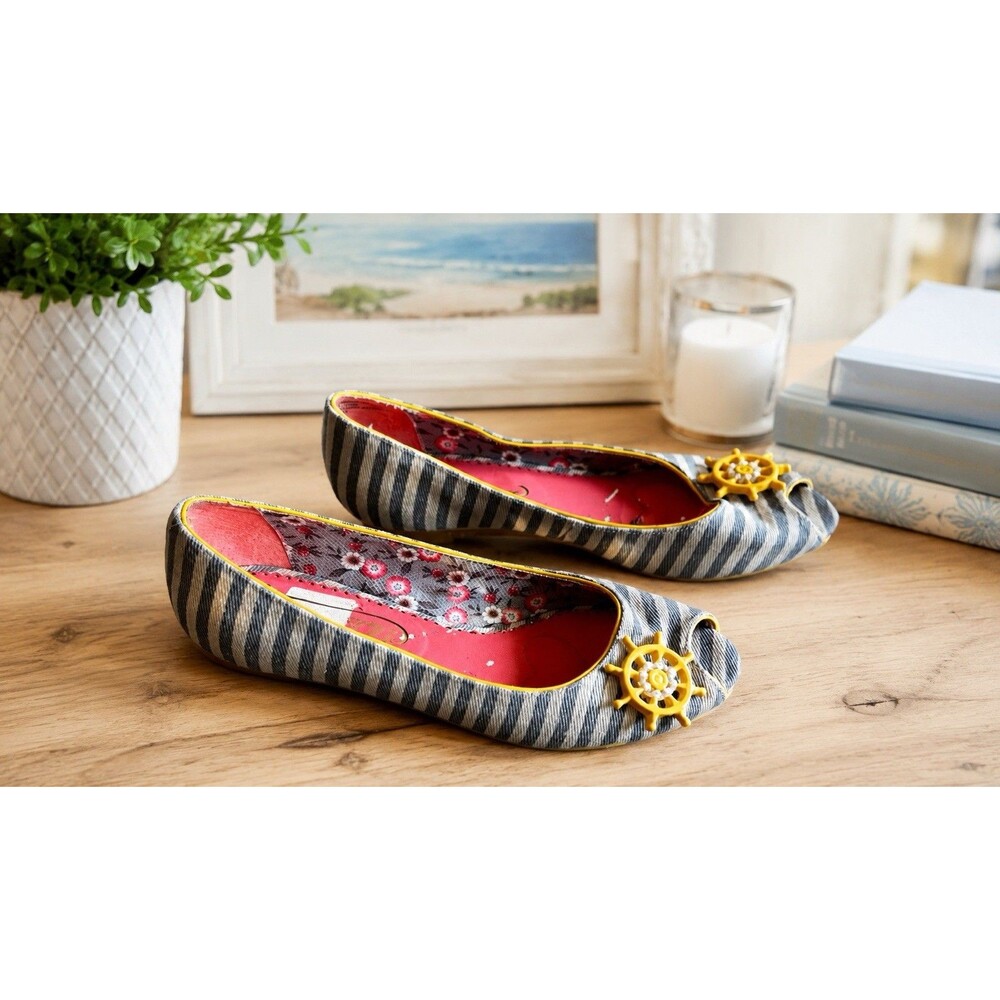 Poetic License Anchors Away Striped Nautical Boat Beach Ballet Flats Loafers 8